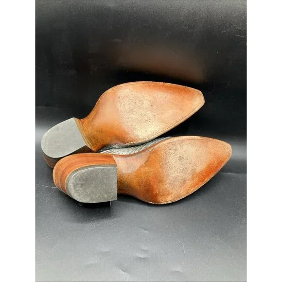 $1k 6.5 C Wide back At The Ranch Metallic Silver Cowgirl Mules Boots Santa Fe - Picture 4 of 8